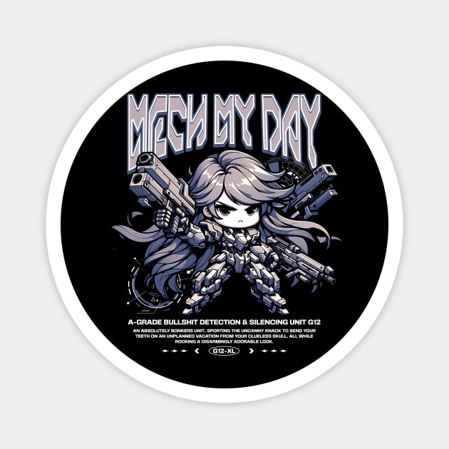 Chibi Mecha Girl - Mech My Day Magnet by Designed By Marty